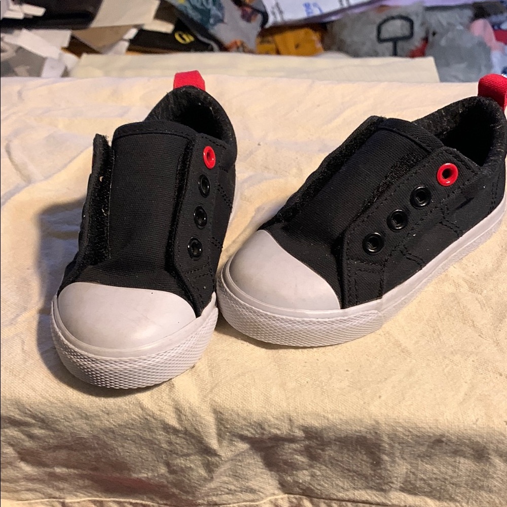 Cat & Jack Black and White Sneakers Slip-On Canvas